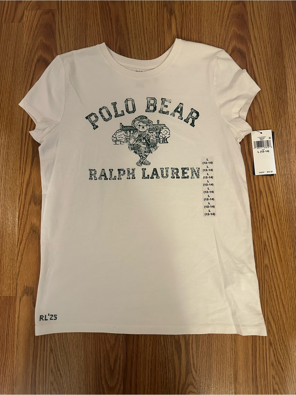 Polo Ralph Lauren Girl’s Polo Bear Cotton Jersey Tee, Size L (12-14)